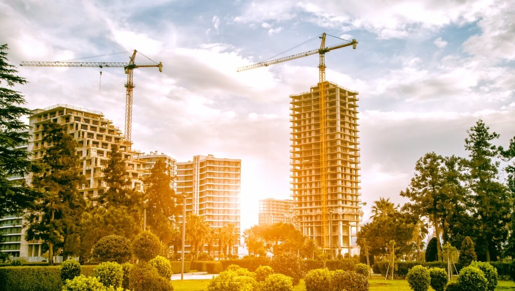 Buildings at sunset